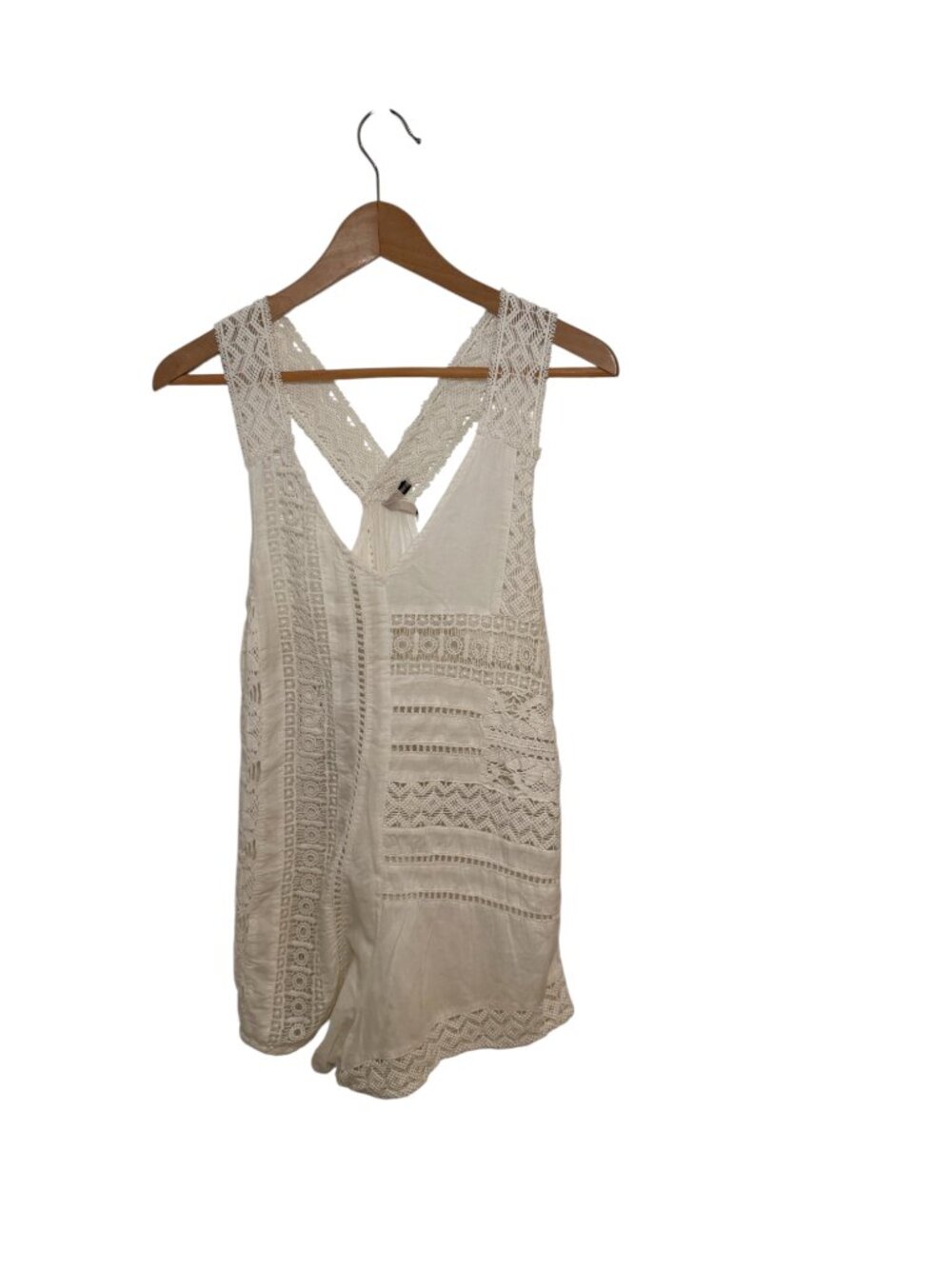 Free People ivory lace-panel romper - XS